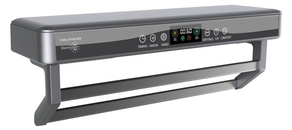 Asciugasalviette Elettrico con Disinfettante UV per Bagno/Cucina, a parete, L60cm, 450W, ElectricSun PREMIUM Grigio