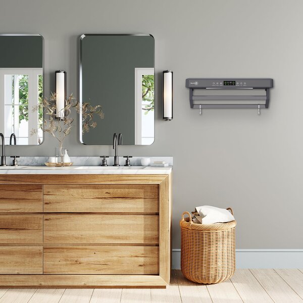 Asciugasalviette Elettrico con Disinfettante UV per Bagno/Cucina, a parete, L60cm, 450W, ElectricSun PREMIUM Grigio