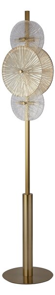 Piantana Contemporaneo Wagon Wheel Acciaio Adjustable Vetro 6 Luci G9