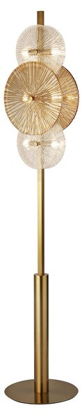 Piantana Contemporaneo Wagon Wheel Acciaio Adjustable Vetro 6 Luci G9