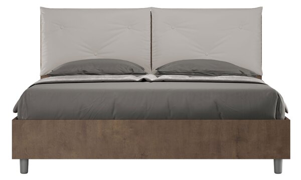 Letto Matrimoniale 160x190 cm Senza Rete Struttura Noce con Cuscini in Similpelle Egos Appia Tortora