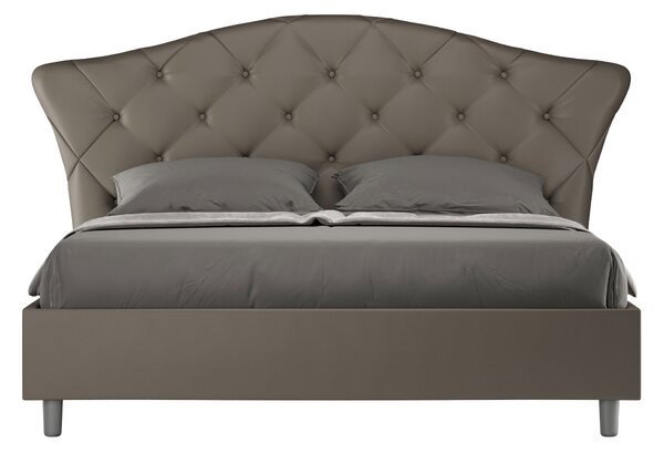 Letto Matrimoniale 160x190 cm Senza Rete con Testata Imbottito in Similpelle Langre Cappuccino