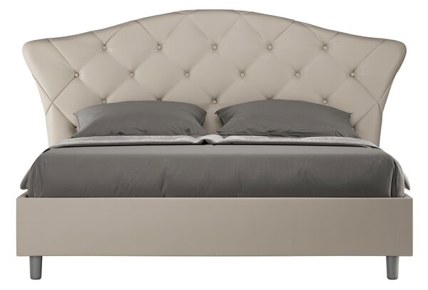 Letto Matrimoniale 160x190 cm Senza Rete con Testata Imbottito in Similpelle Langre Tortora