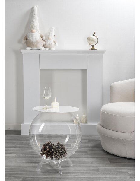 Tavolino, comodino contenitore. In plexiglass con ripiano in PMMA Dimensioni 40x40x h 46 cm, Corpo Trasparente ripiano Bianco