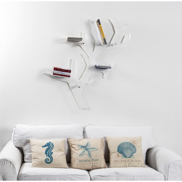 Libreria da parete in Plexiglass tagliato al laser KORAL Dimensioni 110x20x h110 cm Portata max: 15 kg colore Bianco
