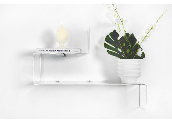 Mensola In Plexiglass Trasparente Dimensioni 68x40x h 17,5 cm - Portata Max 4 kg ideale camere da letto o angoli di casa colore trasparente
