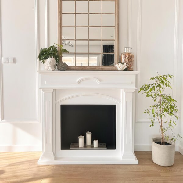 Camino Bioetanolo DECEMBER T�V Bianco - Altezza 107.1 cm, Dimensioni 115x32.5 cm, Acciaio e MDF - Ecologico e Sicuro