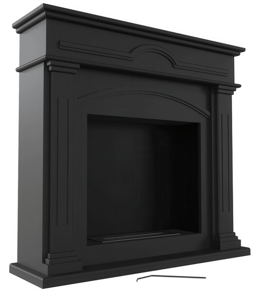 Camino Bioetanolo DECEMBER T�V Nero - Altezza 107.1 cm, Dimensioni 115x32.5 cm, Acciaio e MDF, Aromaterapia