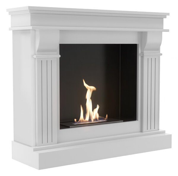 Camino Bioetanolo AUGUST T�V Bianco - Altezza 97.9 cm, Dimensioni 115x36x97.9 cm, Materiale Certificato, Sicurezza T�V