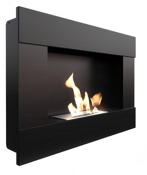 Camino Bioetanolo Parete BRAVO T�V Nero - Altezza 65.2 cm, Dimensioni 90x17.4x65.2 cm, Peso 23.1 kg, Sicurezza Certificata T�V