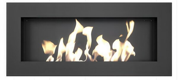 Camino a Bioetanolo da Parete DELTA SLIM T�V Nero - Dimensioni 90x10.3x40 cm, Acciaio, Nero