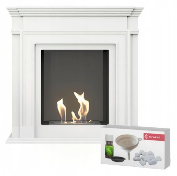 Camino Bioetanolo LEGIONIS T�V in Acciaio e MDF - Bianco, Dimensioni 115x33x113.4 cm, Peso 86.22 kg, con Kit Accessori