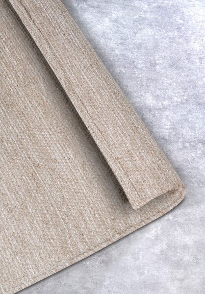 Tappeto beige tessuto a mano in lana 60x90 cm Pradesh Linen White - Elle Decoration