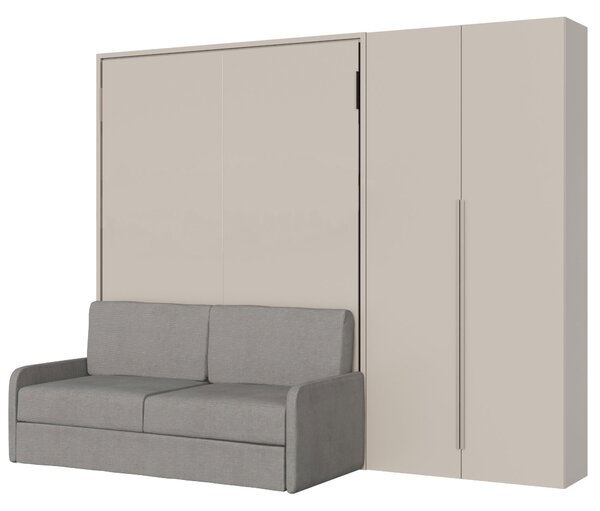 Letto Matrimoniale A Scomparsa 160 Versia Con Divano E Armadio Dx 2 Ante Argilla