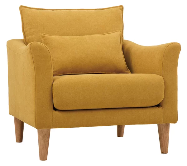 Poltrona design effetto velluto giallo senape KATE