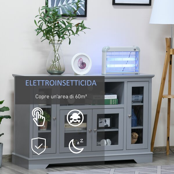 Outsunny Elettroinsetticida da Esterno e Interno con Lampada Antizanzare UV per 60m², Zanzariera Elettrica 30W Grigio|Aosom