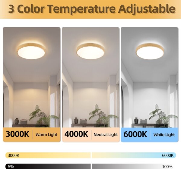 Brilagi-LED Lampada dimmerabile GLASS POOL DOUBLE LED/48W/230V 40 cm finitura legno + telecomando