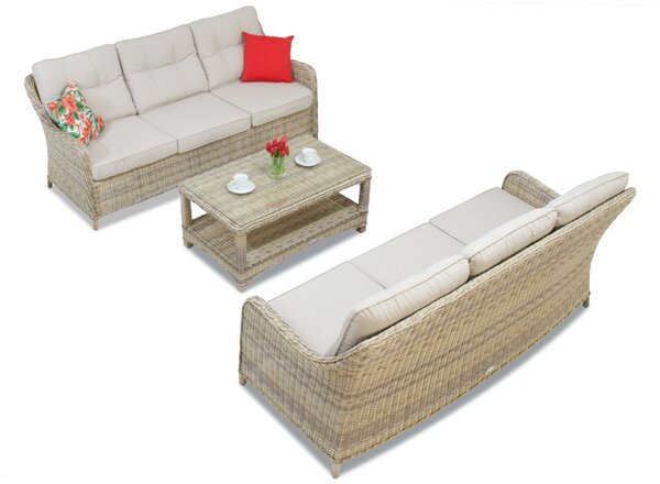 Set di mobili in rattan Toledo Coffee con tavolino per 6 persone in Garden Point beige