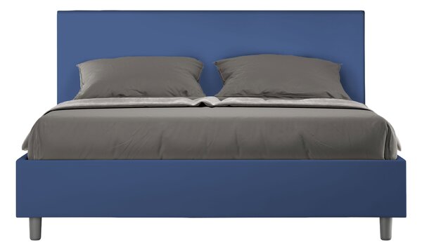 Letto Matrimoniale 160x190 cm Senza Rete Senza Testata Imbottito in Similpelle Adele Blu