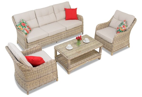 Toledo Coffee 5 set in technorattan Garden Point beige