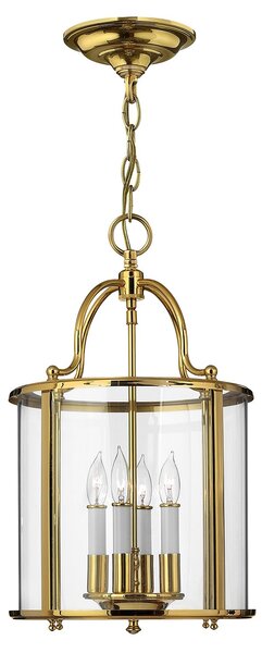 Lampadario Contemporaneo Gentry Ottone Lucido Vetro 4 Luci E14