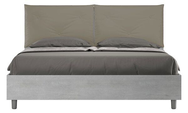 Letto Matrimoniale 160x190 cm Senza Rete Struttura Cemento con Cuscini in Similpelle Egos Appia Cappuccino