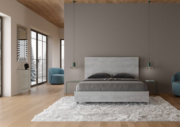 Letto Matrimoniale 160x190 cm Senza Rete Testata Dritta New Egos Cemento