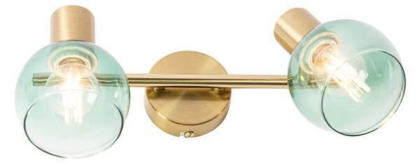 Faretto Art Déco oro con vetro verde 2 luci - VIDRO