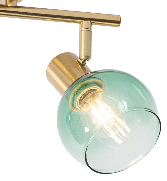 Faretto Art Déco oro con vetro verde 2 luci - VIDRO