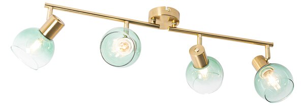 Faretto Art Déco oro con vetro verde 4 luci - VIDRO