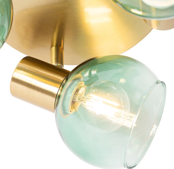 Plafoniera Art Déco oro con vetro verde 3 luci - VIDRO