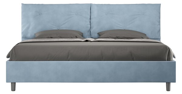 Letto Matrimoniale Queen Size 150x190 cm Senza Rete Imbottito in Microfibra Appia Large Azzurro