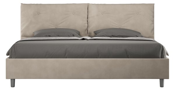 Letto Matrimoniale Queen Size 150x190 cm Senza Rete Imbottito in Microfibra Appia Large Sabbia