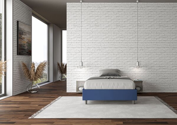 Letto 1 Piazza E Mezzo 120x190 cm Senza Rete Senza Testata Imbottito in Similpelle Azelia Blu