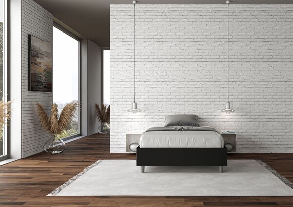 Letto 1 Piazza E Mezzo 120x190 cm Senza Rete Senza Testata Imbottito in Similpelle Azelia Nero