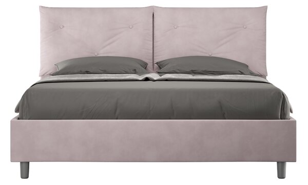Letto Matrimoniale 160x190 cm con Rete e Contenitore Giroletto con Alzata Comoda Imbottito in Microfibra Appia Glicine