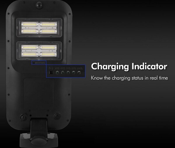 Lampione stradale Led 100W Nero con pannello solare IP66 Bianco freddo 6500K con sensore crepuscolare e di movimento confezione da 2pz Wisdom