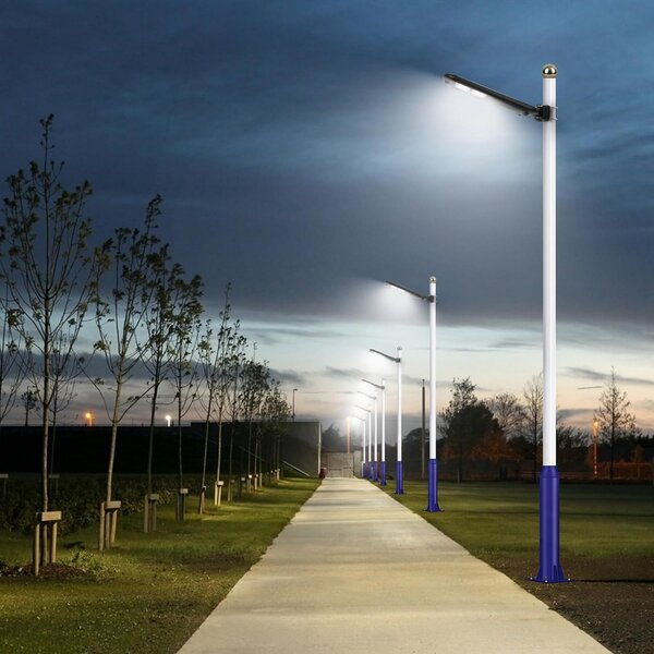 Lampione stradale Led 100W Nero con pannello solare IP66 Bianco freddo 6500K con sensore crepuscolare e di movimento confezione da 2pz Wisdom