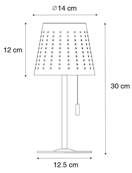 Lampada da tavolo per esterni blu con LED dimmerabile in 3 fasi, ricaricabile e solare - Ferre