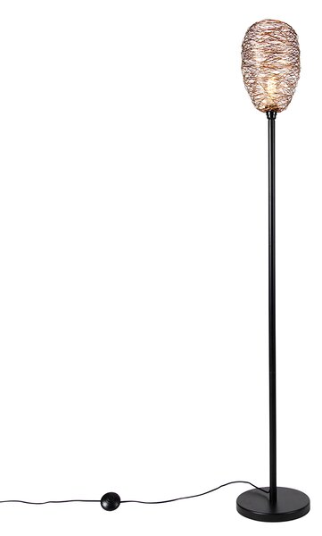 Lampada da terra di design nera con rame 30 cm - Sarella
