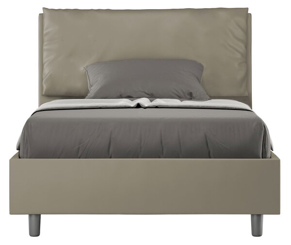 Letto 1 Piazza E Mezzo 120x190 cm Senza Rete Imbottito in Similpelle Antea Large Cappuccino