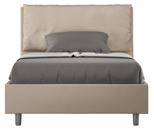 Letto 1 Piazza E Mezzo 120x190 cm Senza Rete Imbottito in Similpelle Antea Large Tortora
