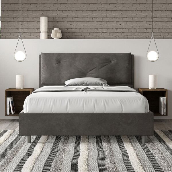 Letto Matrimoniale Francese 140x190 cm Senza Rete Imbottito in Microfibra Appia Large Grigio