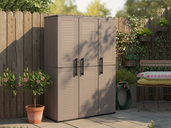 Armadio esterno classico 3 ante grigio e nero 102x163h cm - Amordel