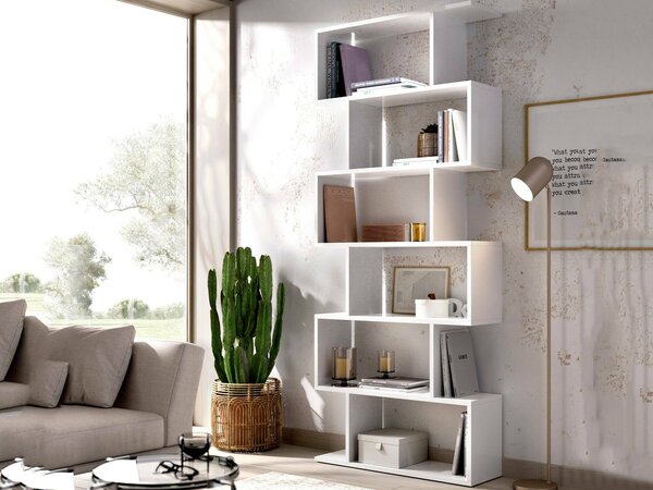 Libreria moderna bianca lucida 80x190h cm - As