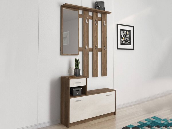 Mobile da ingresso sospeso con scarpiera bianco e quercia 100x190h cm - Garolfo