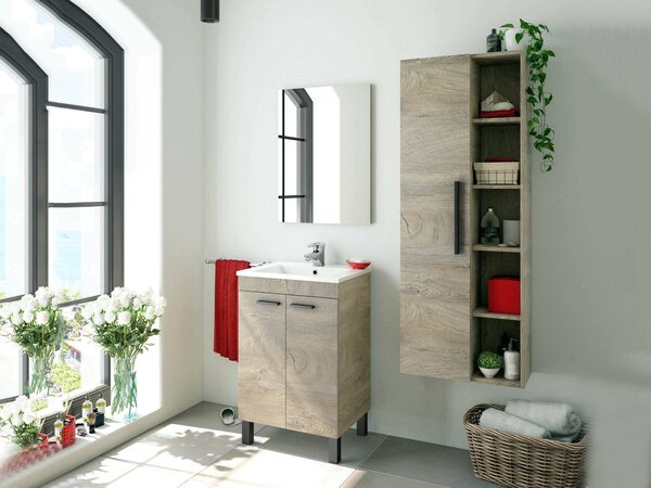 Mobile colonna bagno sospeso 51x135h cm rovere - Achisa