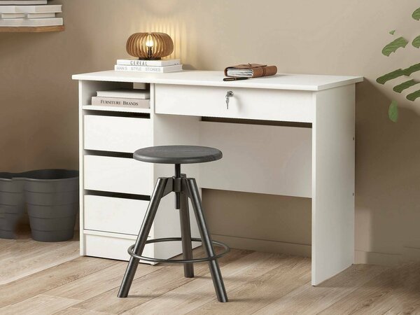 Scrivania lineare bianca 109x48cm con 3 cassetti - Franklin