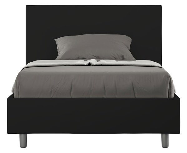 Letto 1 Piazza E Mezzo 120x190 cm Senza Rete con Testata Liscia in Similpelle Adele Nero