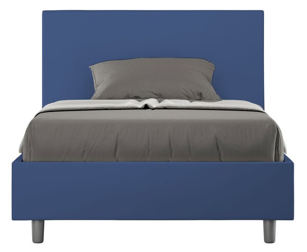 Letto 1 Piazza E Mezzo 120x190 cm Senza Rete con Testata Liscia in Similpelle Adele Blu